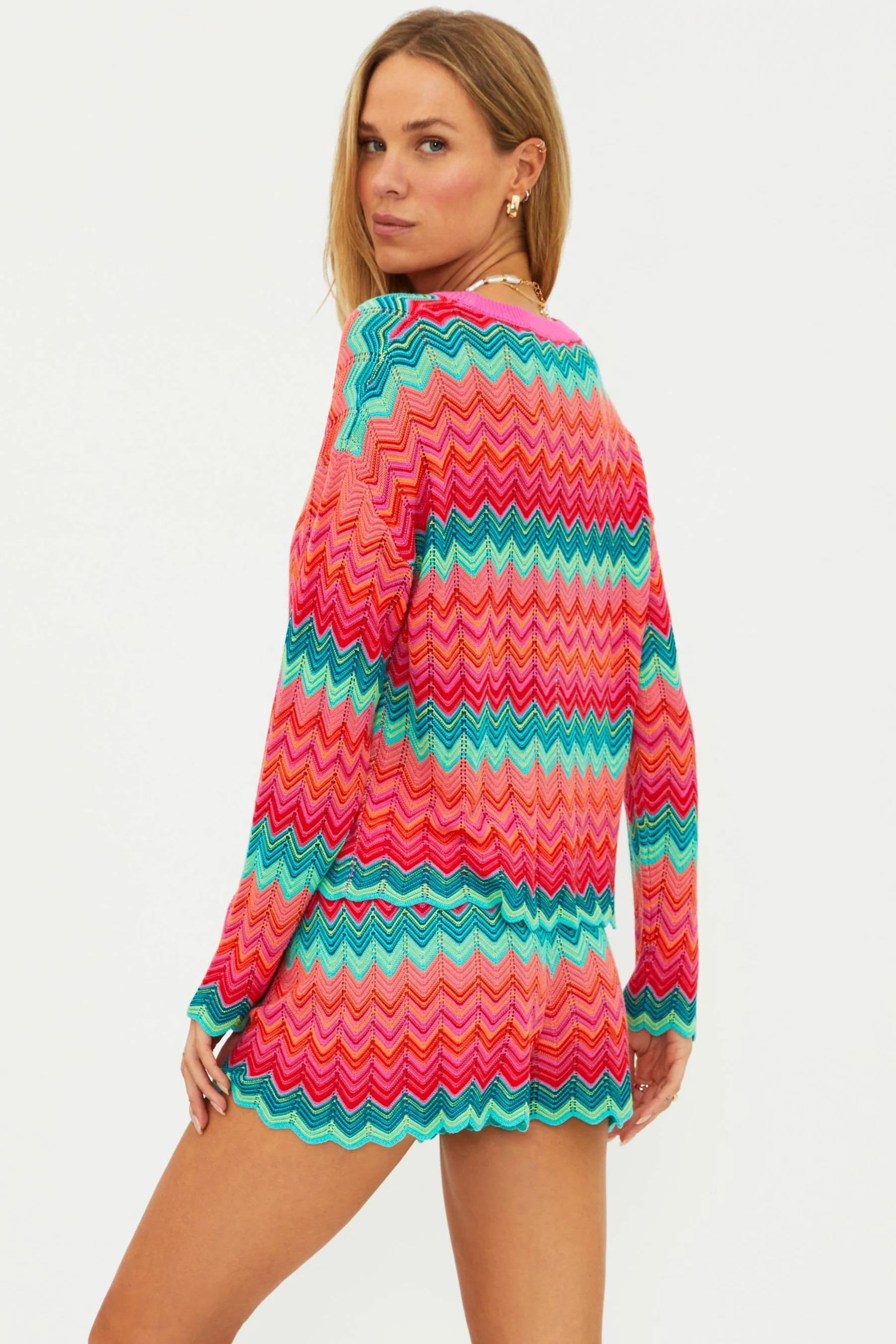Beach Sweater Strawberry Ice Chevron | Colorful Chevron Cover Up Top | Beach Riot | Beach Riot