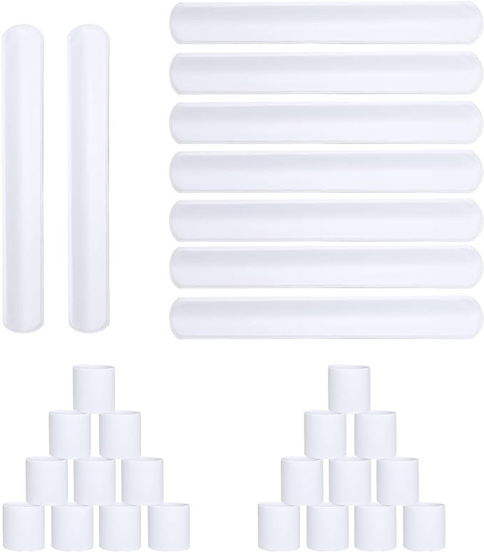 42 Pack Slap Bracelets White,DIY Slap Bands Party Favors for Birthday, Halloween, Christmas, Blan... | Amazon (US)
