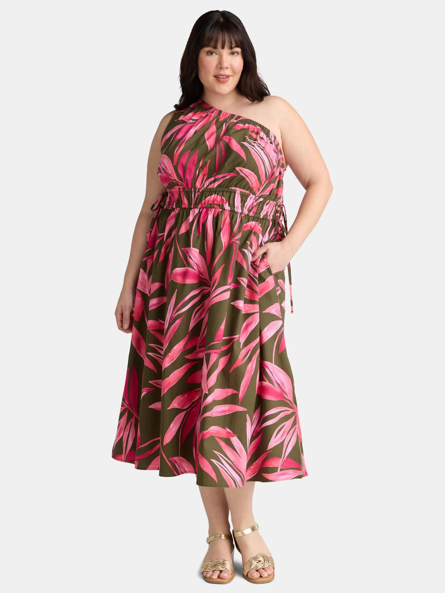 Time and Tru Women's and Women's Plus One Shoulder Dress, Sizes XS-4X | Walmart (US)