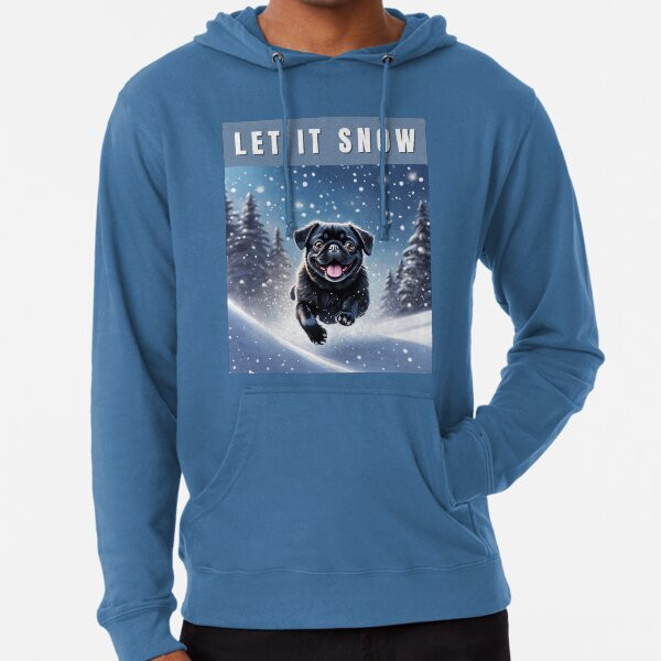 Snow Black Pug - Let it Snow Lightweight Hoodie | Redbubble (US)