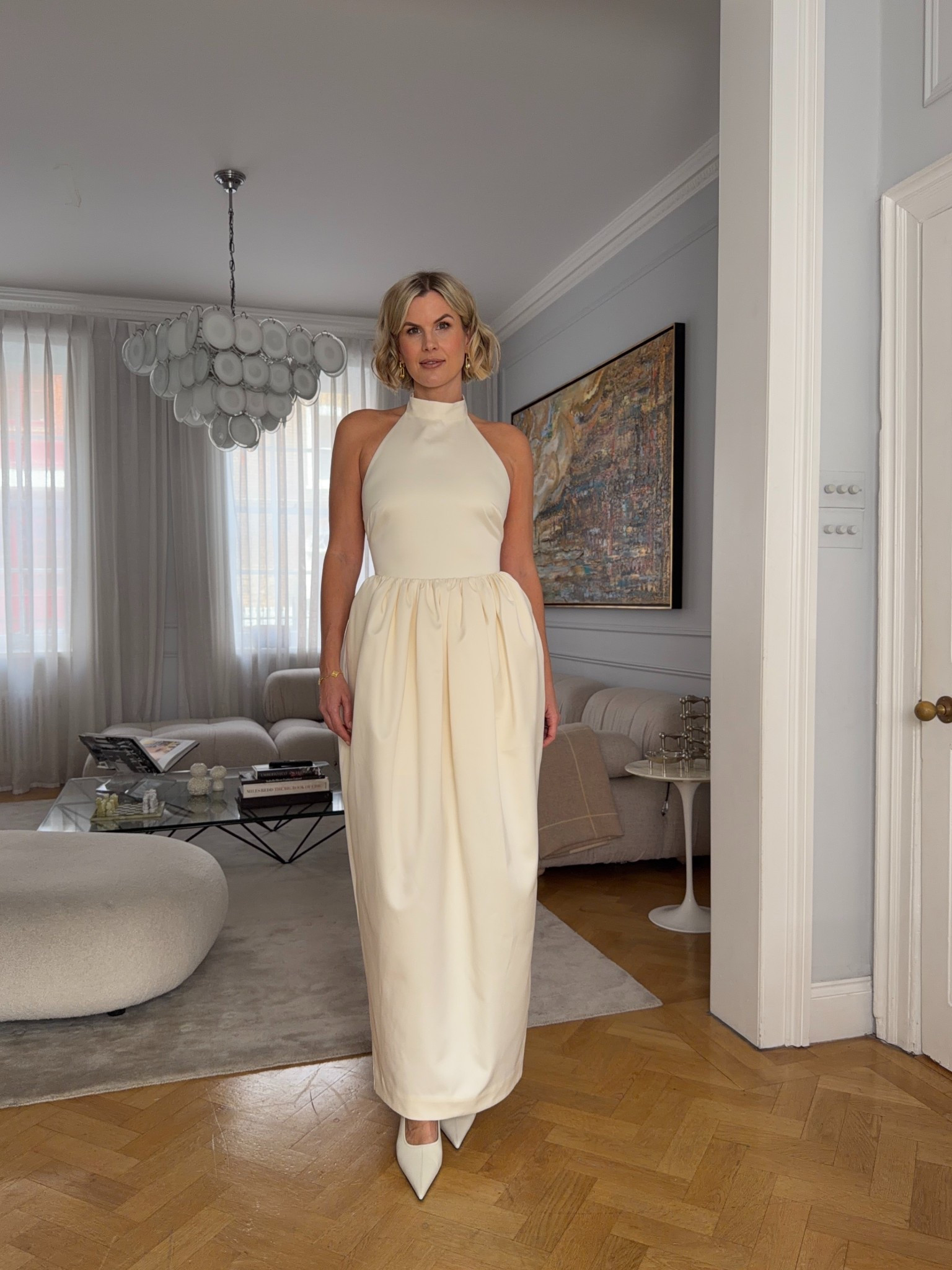 Such a pretty dress! Size 36 dress. Shoes true to size. 