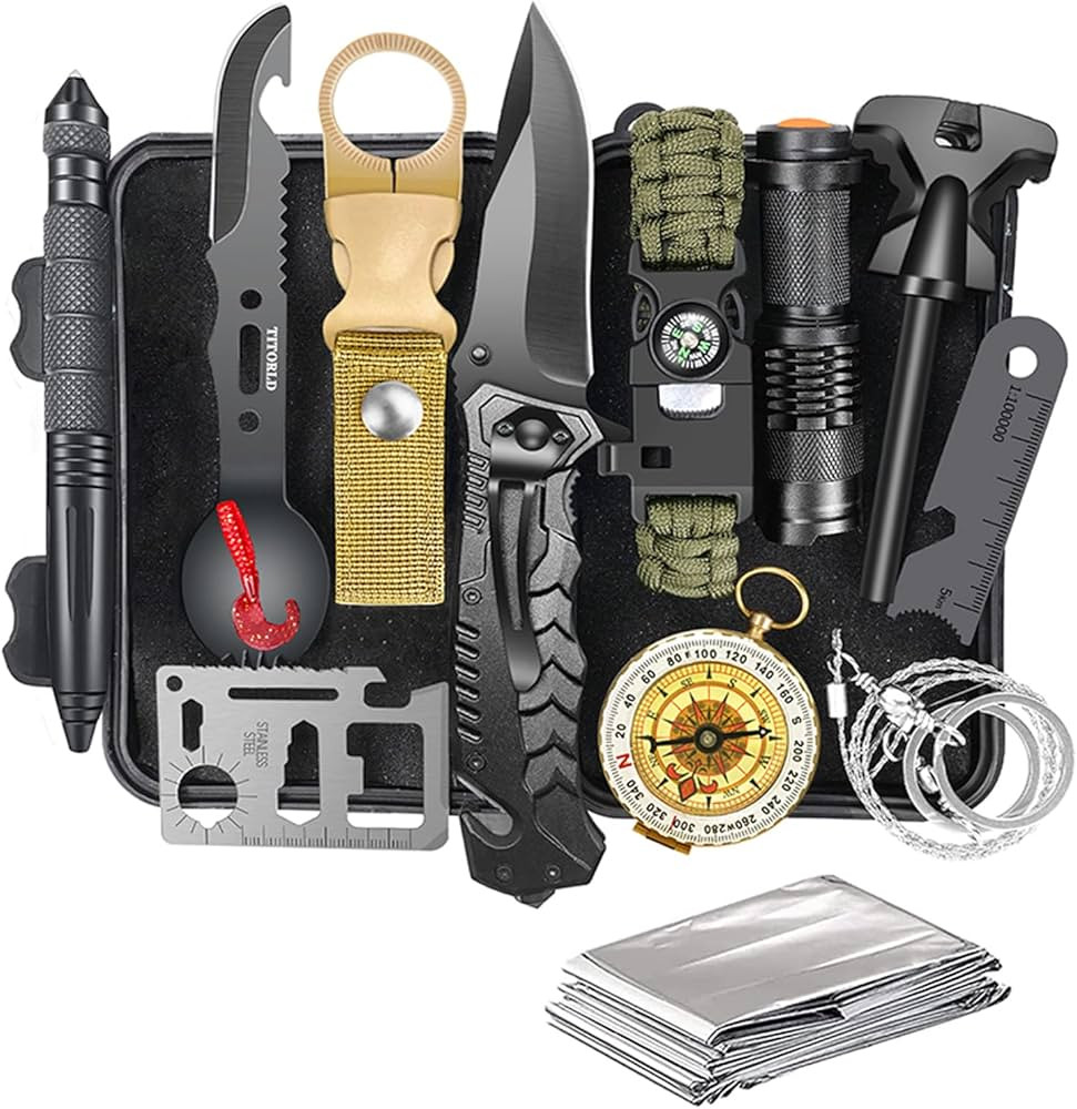 Survival Kit 14 in 1, Survival Gear and Equipment, Gifts for Men Dad Husband Him, Outdoor Fishing... | Amazon (US)