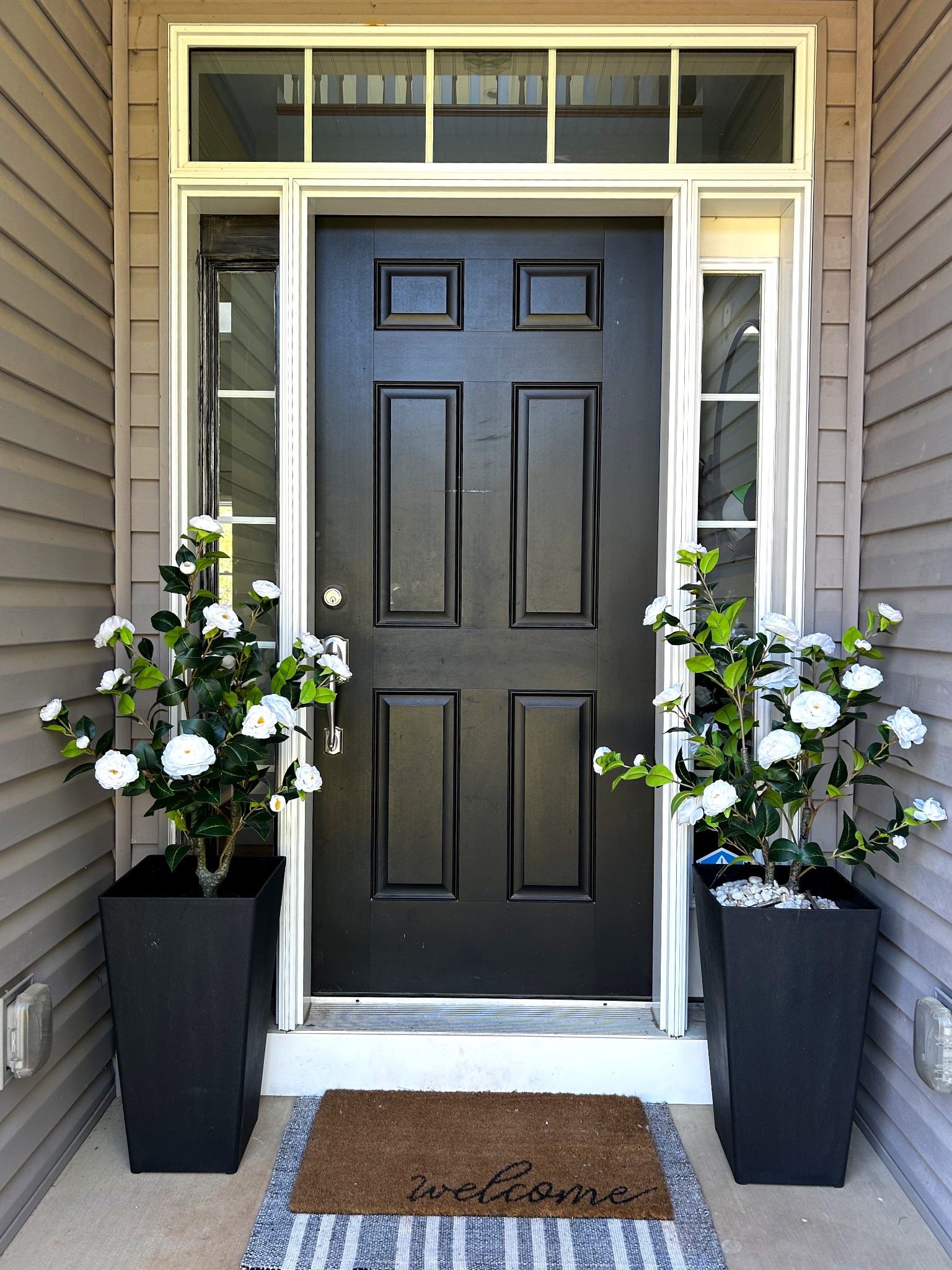 Faux Spring Plants from Amazon. Black planters from Walmart. Front Porch Spring Styling 

#LTKSeasonal