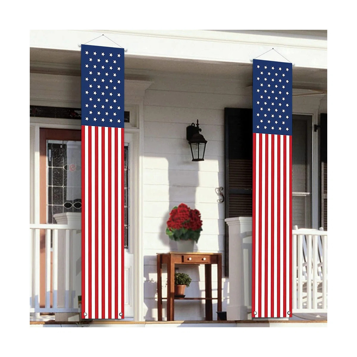 4th Of July Decorations Outdoor - Hanging American Flag Banners Stars And Stripes Porch Sign -pat... | Wayfair North America