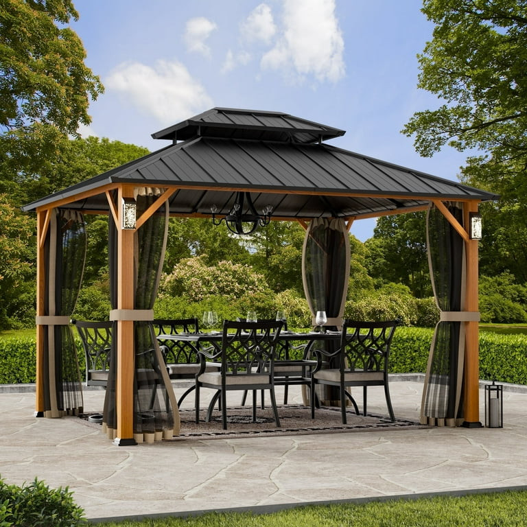 Modern Shade 10'x12' Hard Top Gazebo W/ Solar LED light | Walmart (US)