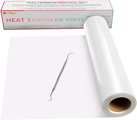 Heat Transfer Vinyl White HTV Rolls - 12" x 15ft White Iron on Vinyl for Cricut & Silhouette Came... | Amazon (US)