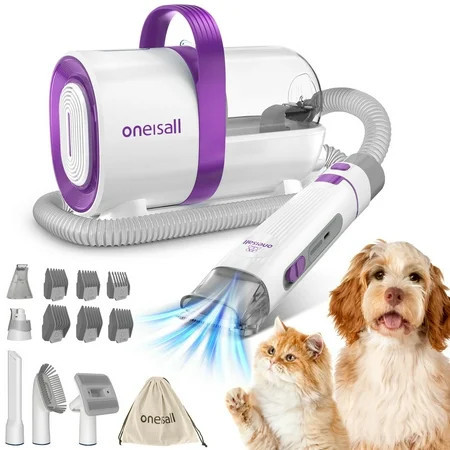 Oneisall LM3 Dog Grooming Vacuum, 8-in-1 Dog Grooming Kit, 11000Pa Super Suction Dog Hair Vacuum for Shedding Dogs Cats Hair, Purple | Walmart (US)