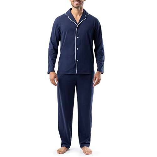 IZOD Men's Sueded Jersey Knit Pajama Set, Navy, Medium | Amazon (US)