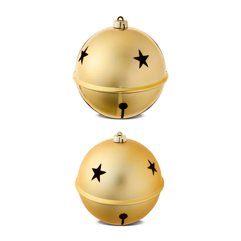 2-Count Gold Jumbo Bell Shatterproof Christmas Ornaments, 7.87 in, by Holiday Time | Walmart (US)