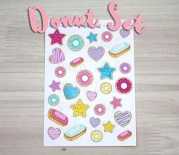 Donut Planner Stickers various shapes Matte or Glossy - for use with erin condren or happy planner - | Etsy (US)