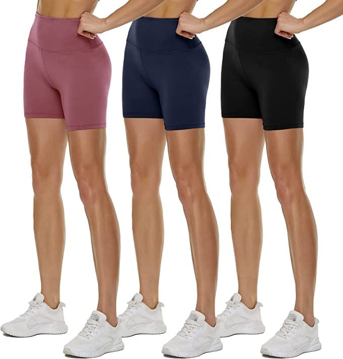 QGGQDD 3 Pack High Waisted Biker Shorts for Women – 5" Buttery Soft Black Workout Yoga Athletic... | Amazon (US)