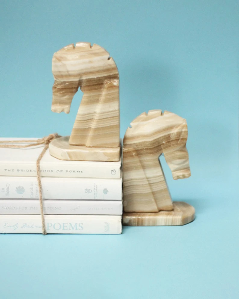 6.25 Medium Banded Onyx Horse Head Bookend Set in - Etsy | Etsy (US)