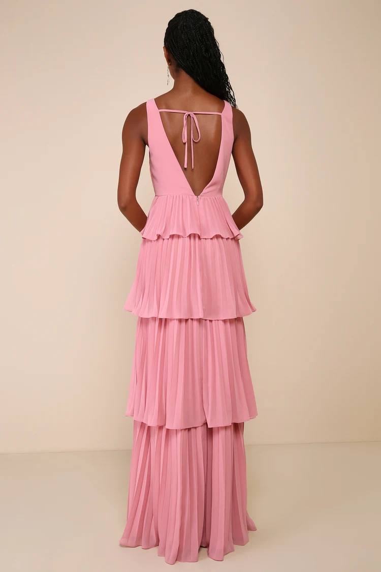 Mesmerizing Essence Pink Pleated Backless Tiered Maxi Dress
            Lulus
         $118
     ... | Lulus