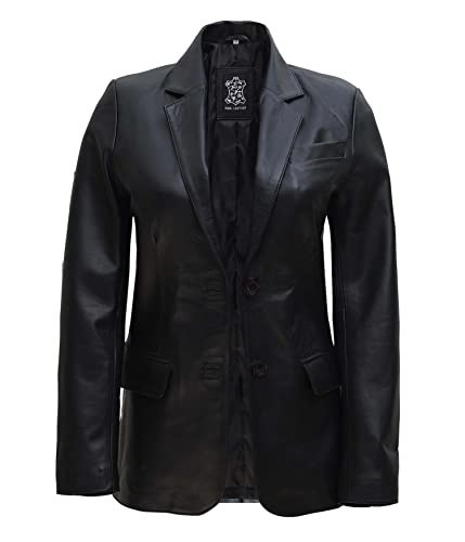 fjackets Leather Jacket Women - Real Lambskin Leather Blazers & Leather Coats for Women - Blazer 2Button Black Leather Jacket Women | [1314327] 3XL | Amazon (US)
