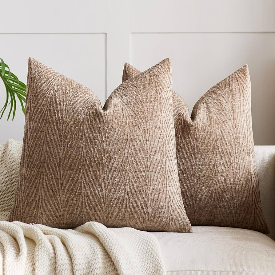 Spring Pillow Covers 20x20 Inch Set of 2, Soft Decorative Throw Pillow Covers with Leaves Texture... | Amazon (US)