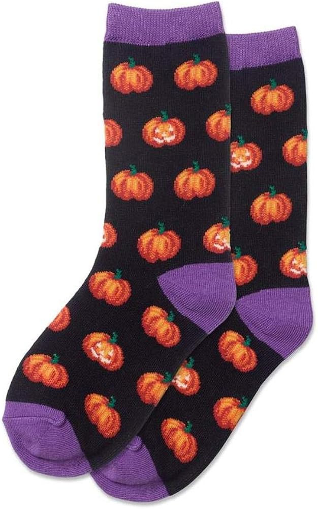 Hot Sox Kid's Glow in the Dark Pumpkins Socks, 1 Pair, Black, Small/Medium | Amazon (US)