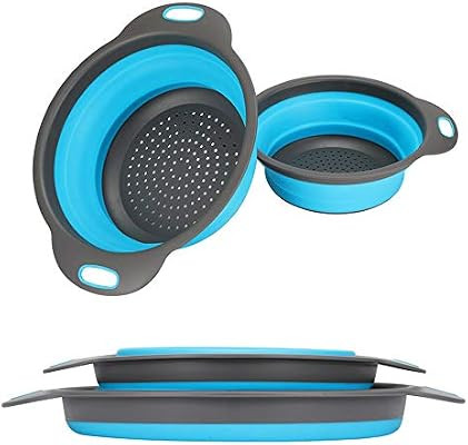 Collapsible Colander, 2 Collapsible Set, Learja Food-Grade Silicone kitchen Strainer Space-Saver ... | Amazon (US)