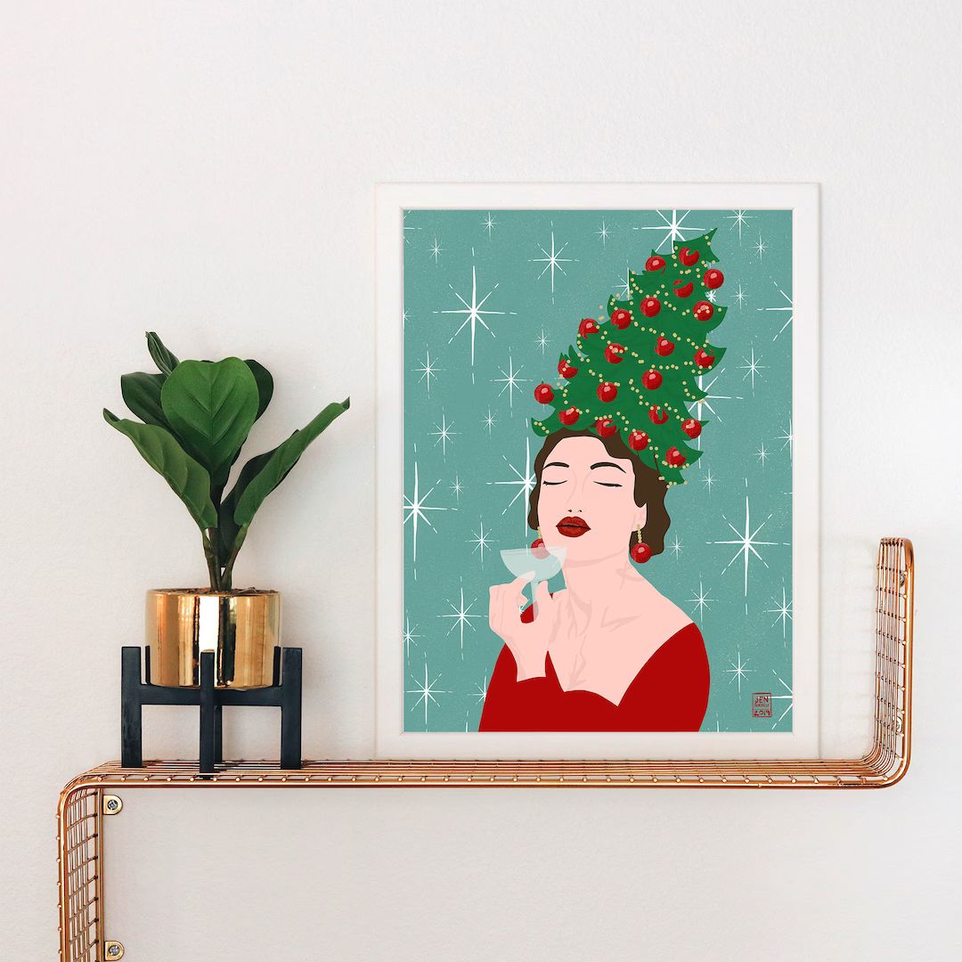 Vintage Christmas Tree Hair Model Art Print | Vintage Christmas | Nostalgia | Kitschy Christmas |... | Etsy (US)