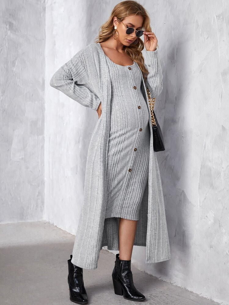 SHEIN Maternity Tank Dress With Coat | SHEIN
