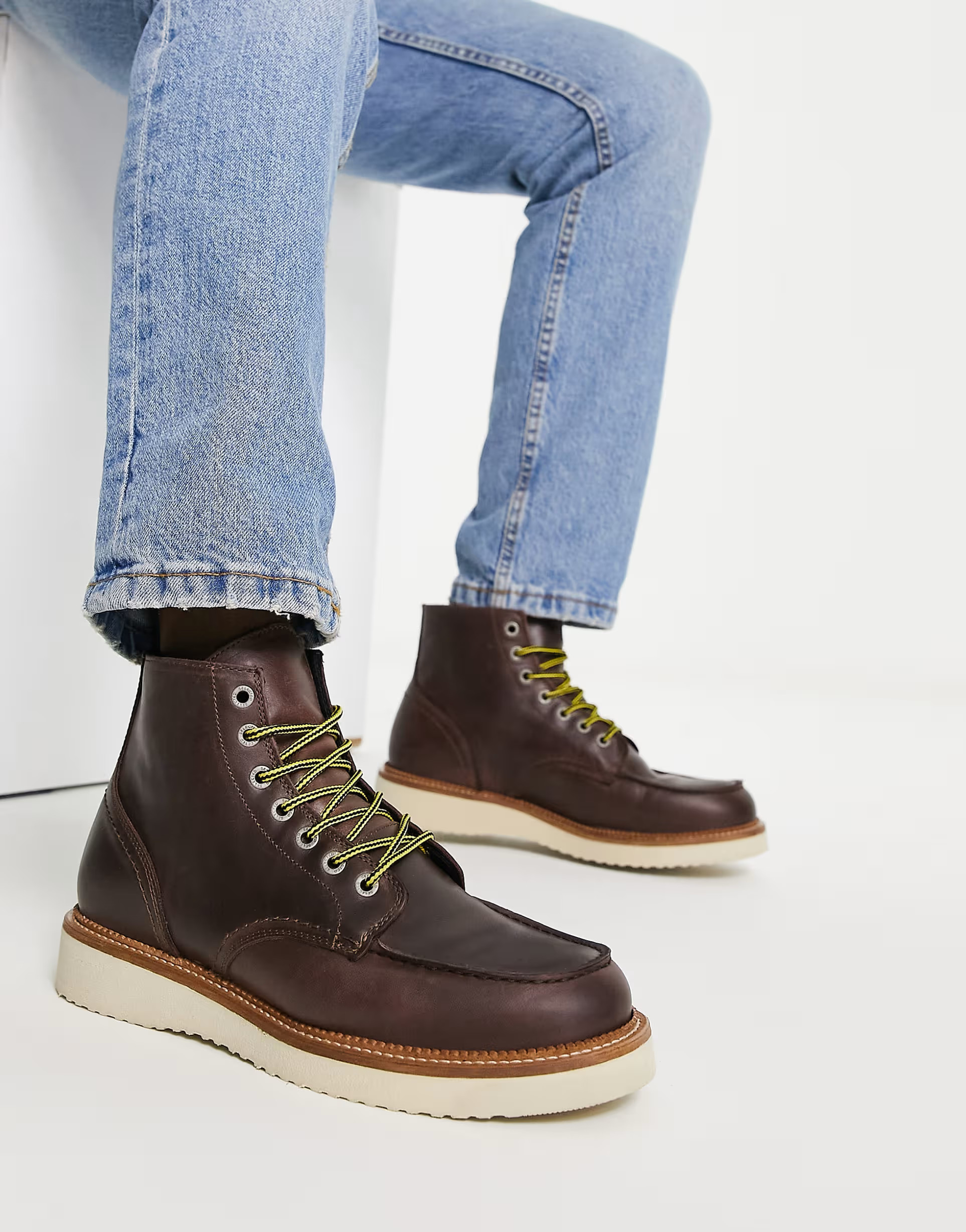 Selected Homme leather lace up boots in tan | ASOS (Global)
