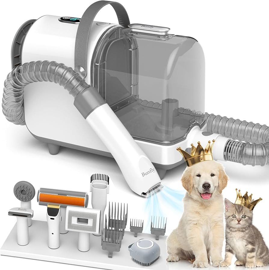 Bunfly Dog Clipper Grooming Kit & Vacuum Suction 99.99% Pet Hair, 7 Pet Grooming Tools for Dogs C... | Amazon (US)