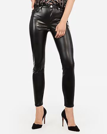 High Waisted Vegan Leather Ankle Leggings | Express