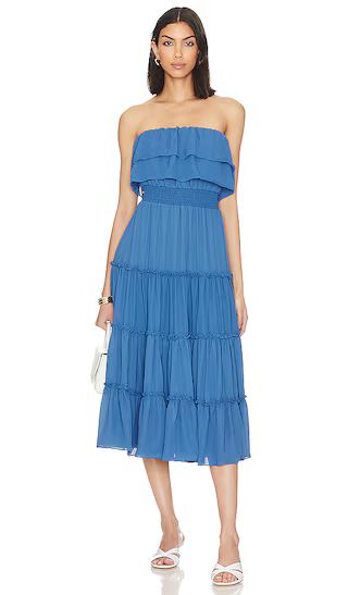 Strapless Ruffle Tiered Dress in Capri Blue | Revolve Clothing (Global)