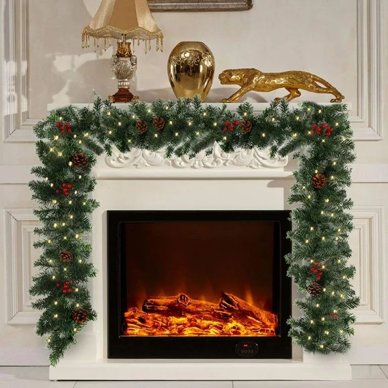 Christmas Garland Decorations Mantle Garland Xmas Holiday Indoor Indoor Home Mantle Fireplace | Walmart (US)