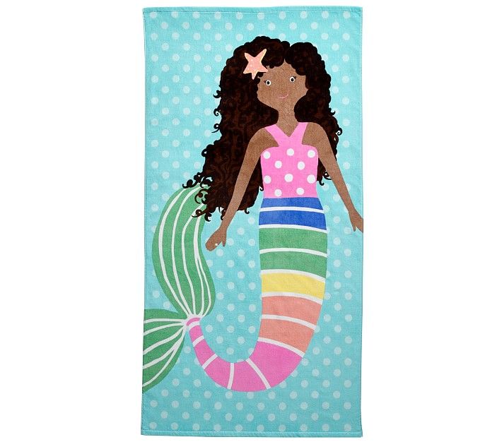 Rainbow Mermaid Kid Beach Towel Pink | Pottery Barn Kids