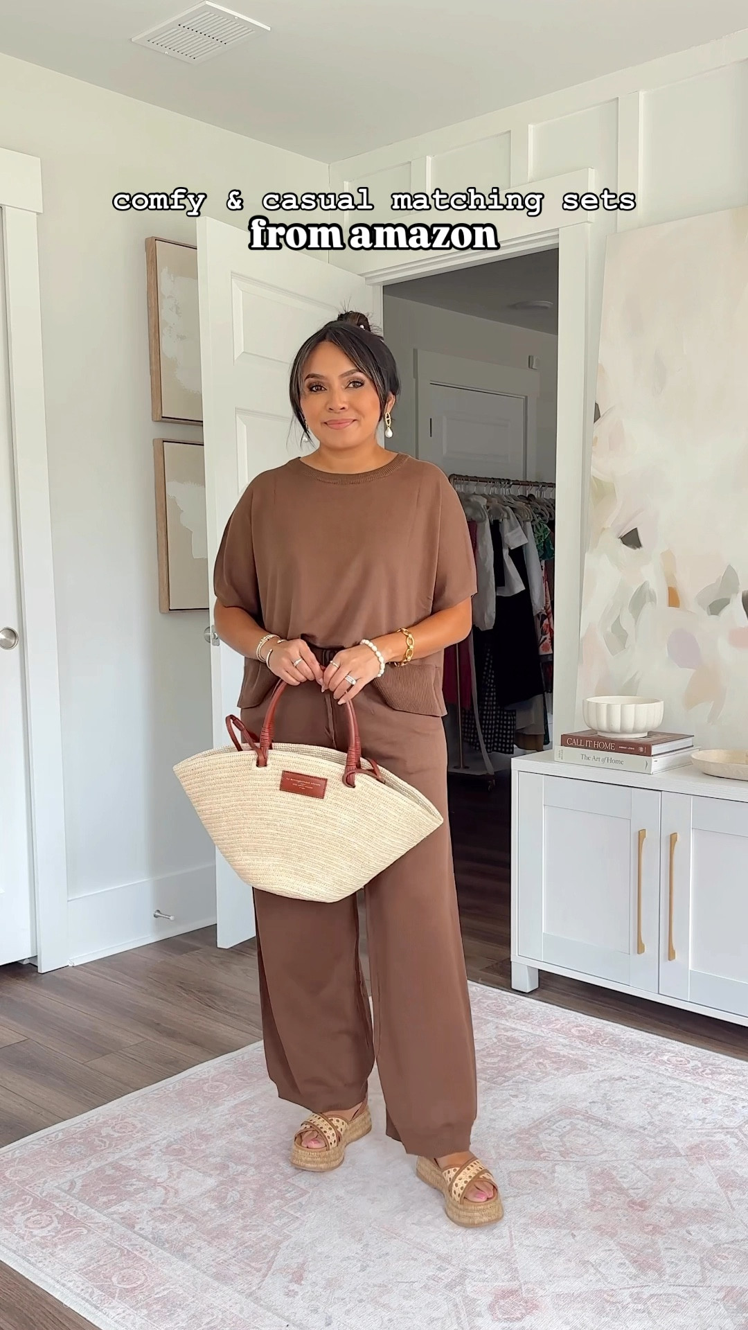 Amazon comfy and casual matching sets! 
For reference: I’m 5’0, 32b bra size, and 2/26 in bottoms, pear shaped. 

Brown matching set size small TTS - i can wear these pants with flats!
Wedge sandals size 5 TTS
 
Blue stripe set size xs TTS 
White sweater size xs TTS - White sweater size xs TTS - 15% off and free shipping with code HONEYSWEETXSPANX
Tan sandals size 5.5 TTS

Orange set size xs TTS - pants are a little long on me with flats, I rolled the waistband in once!
Wedge sandals size 5 TTS

Blue matching set size small TTS
White sneakers size 6 TTS


Matching sets
Amazon
Petite
Athletisure
Travel outfit
Airport outfit
Summer style
Summer fashion
Honey Sweet Petite
Honeysweetpetite
Charleston, SC


#LTKStyleTip #LTKFindsUnder50 #LTKPetite