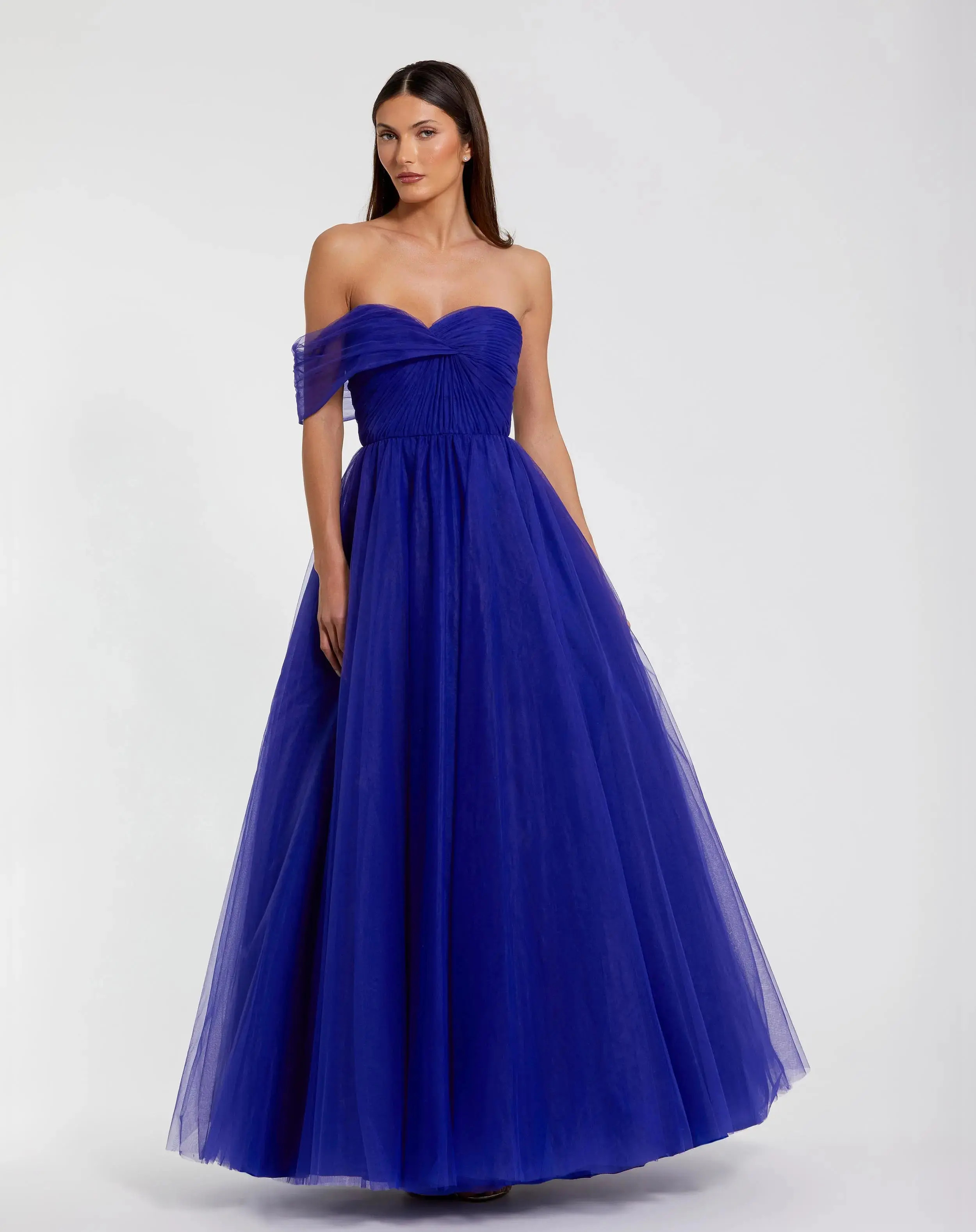 Blue One Side Off the Shoulder Bustier Ball Gown - Mac Duggal | Mac Duggal