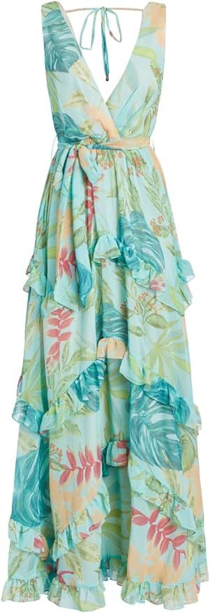 Amazon.com: Patbo, Tropicalia V-Neck Ruffle Maxi Dress : Luxury Stores | Amazon (US)