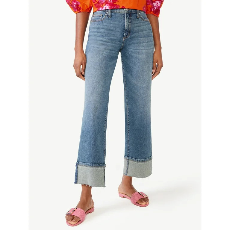 Scoop Women's Benton High Rise Cuffed Ankle Jeans, Sizes 0-18 - Walmart.com | Walmart (US)