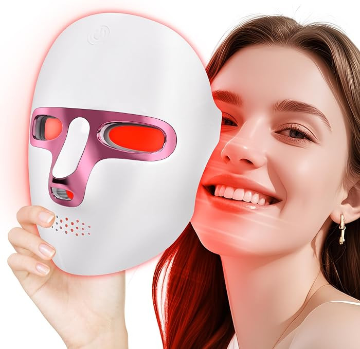 Red Light Therapy for Face, LED Face Mask Light Therapy Adjustable Brightness with 7 Color Led, C... | Amazon (US)