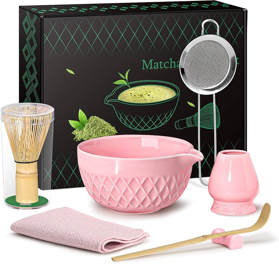 Matcha Whisk Set, 7 Pcs Matcha Kit, Ceramic Matcha Set Includes Matcha Bowl with Spout, Matcha Wh... | Amazon (US)