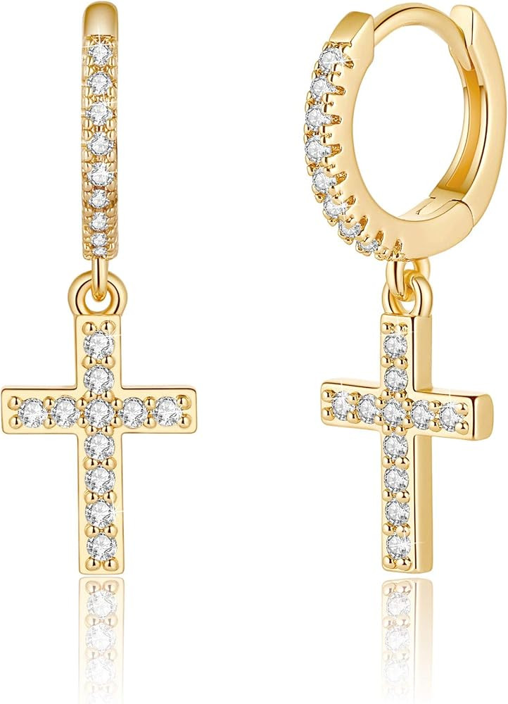 Gold Huggie Hoop Earrings, S925 Sterling Silver Post Dangle Hoop Earrings Hypoallergenic 14K Gold... | Amazon (US)