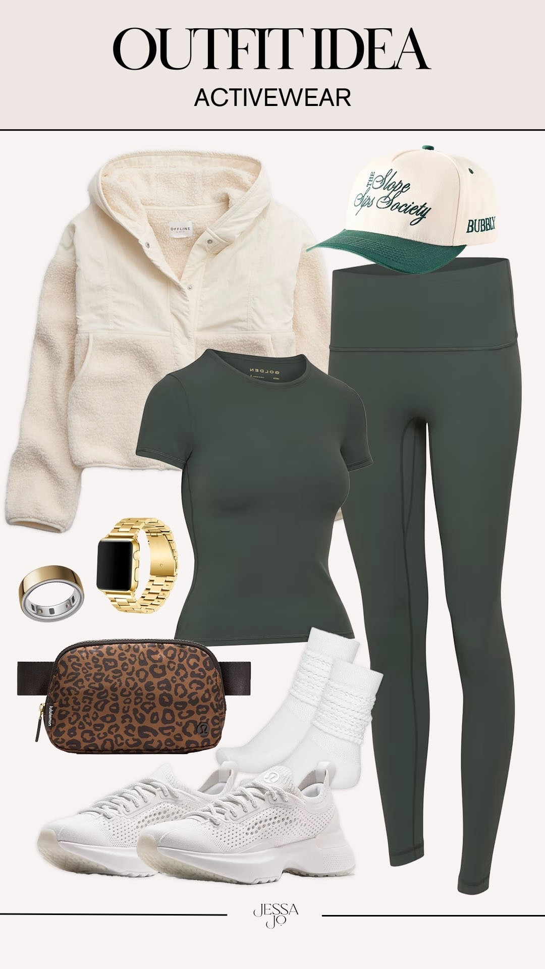 Activewear outfit idea | aritzia new arrivals | aritzia activewear | ivory Sherpa jacket | Lululemon leopard belt bag | trendy athleisure look 

#LTKSeasonal #LTKActive #LTKFindsUnder100