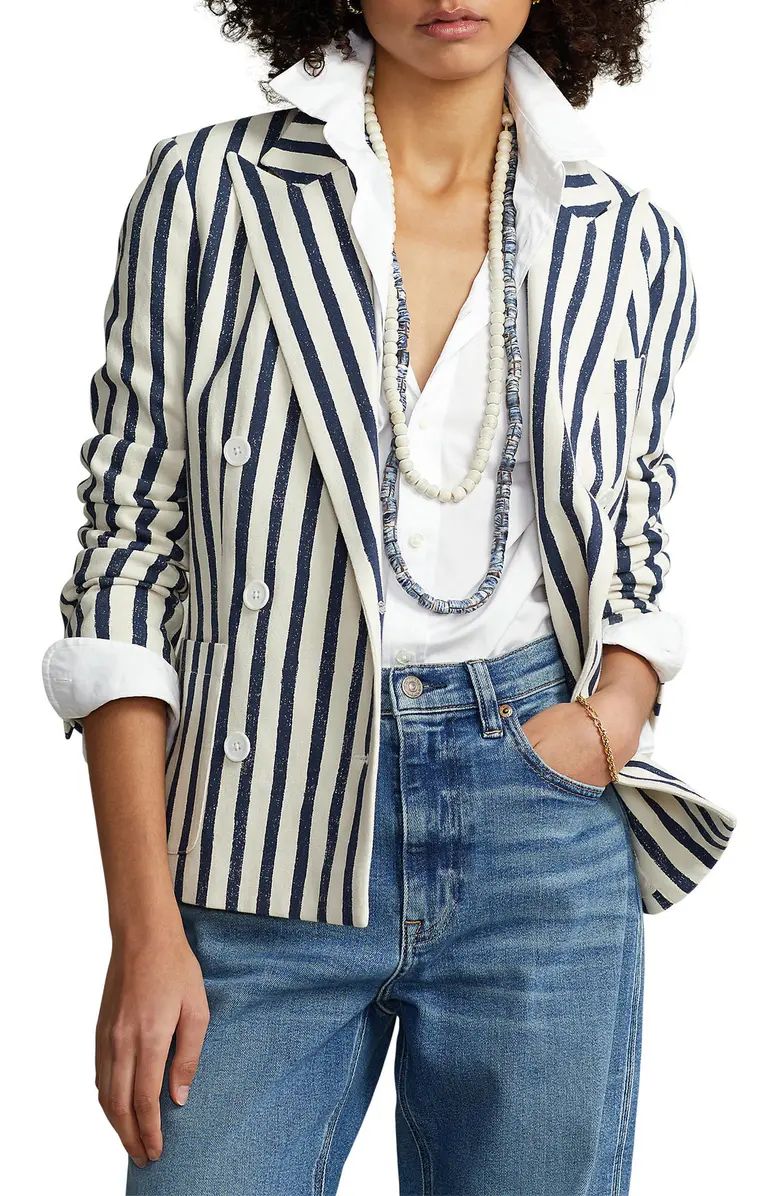 Polo Ralph Lauren Stripe Double Breasted Cotton Blazer | Nordstrom | Nordstrom