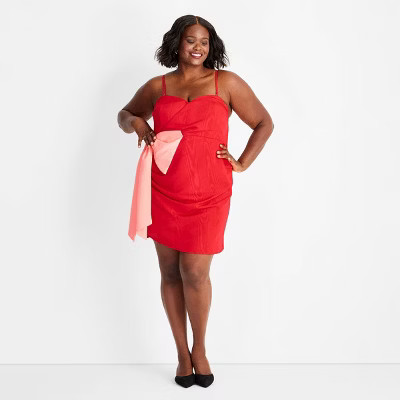 Women's Sweetheart Bow Mini Dress - Future Collective Red | Target