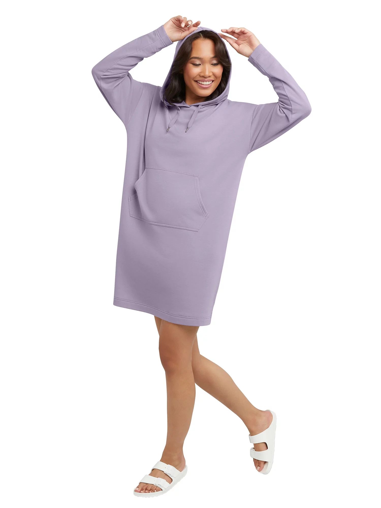 Hanes Originals Women's Cozy Fleece Hoodie Dress with Kanga Pocket, Sizes XS-2XL | Walmart (US)