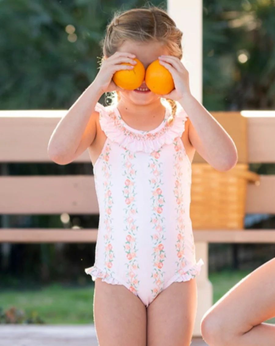 Orange Delight Smocked Swimsuit | Smockingbird Kids