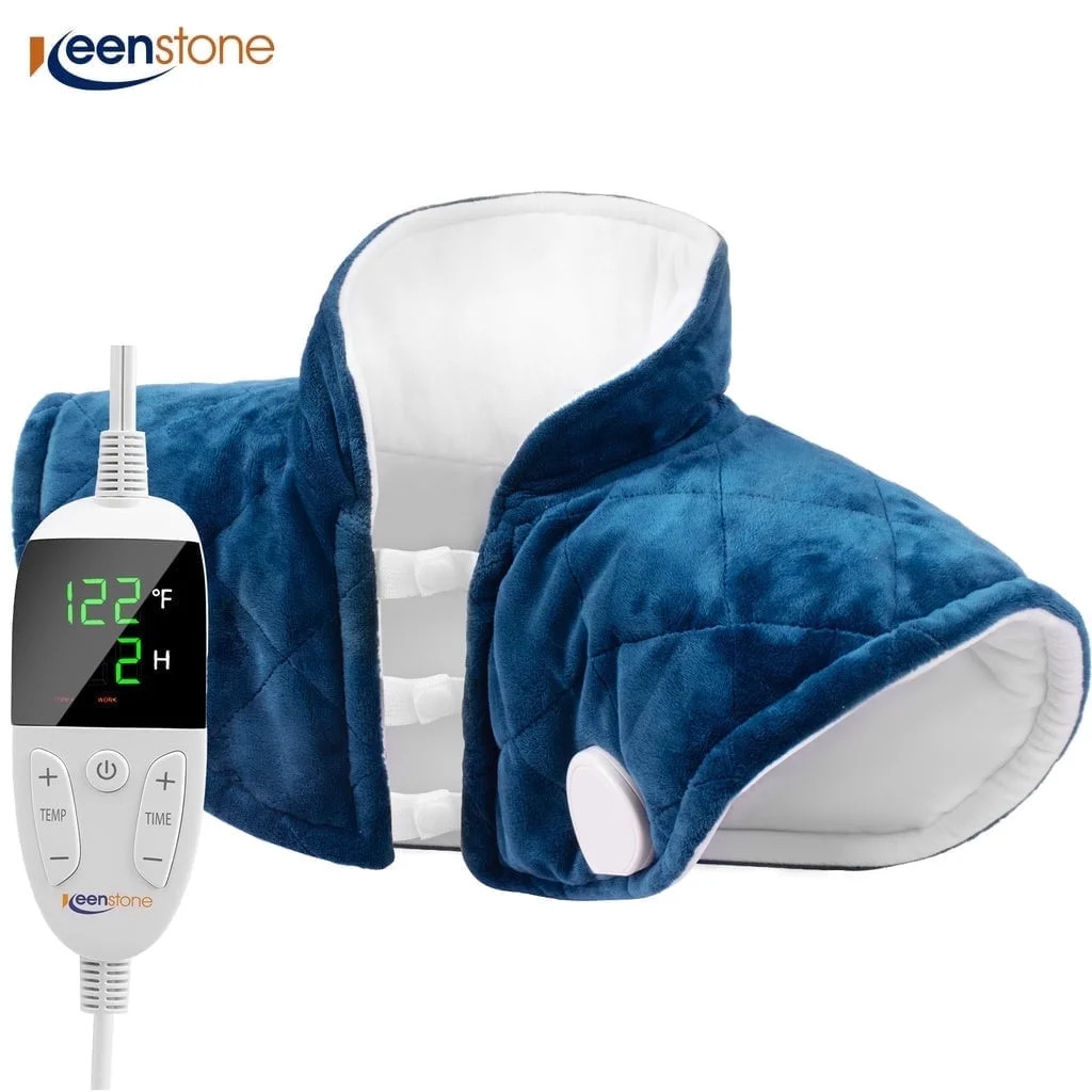 Keenstone Wearable Weighted Heating Pad for Neck and Shoulders Blue, 2.2lb Large Electric Heated ... | Walmart (US)