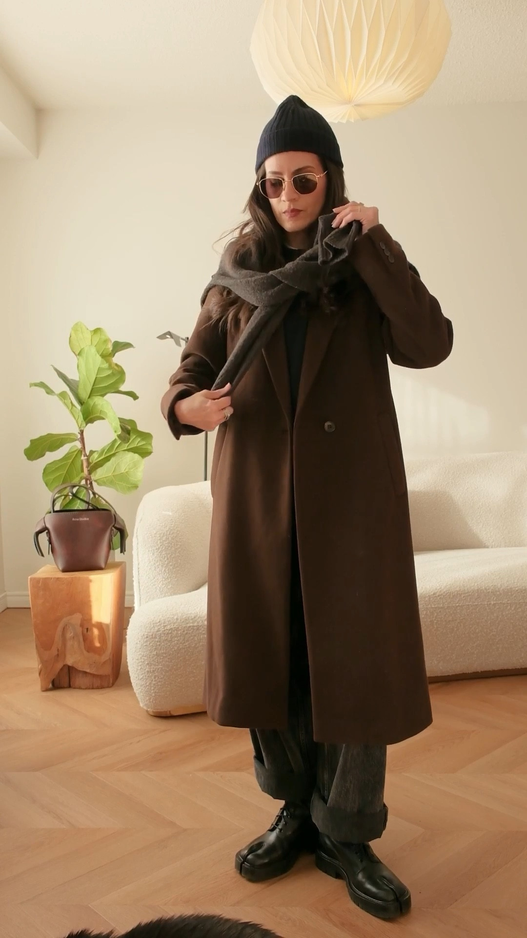 Winter layers with a brown wool coat, black jeans and Acne Studios Mini Musubi bag  

#LTKbag #LTKstyletip #LTKwinter