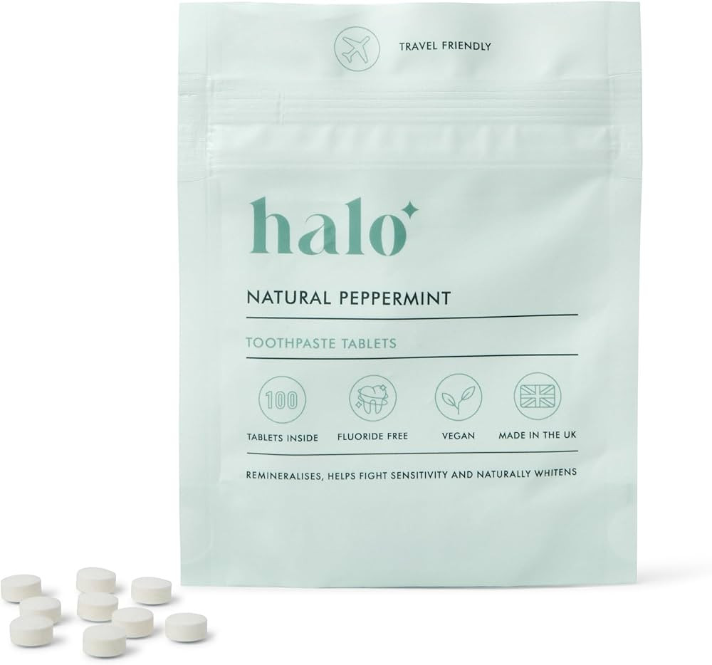 Halo 100 Chewable Toothpaste Tablets with Hydroxyapatite - Fluoride Free, Non Toxic, Remineralizi... | Amazon (US)