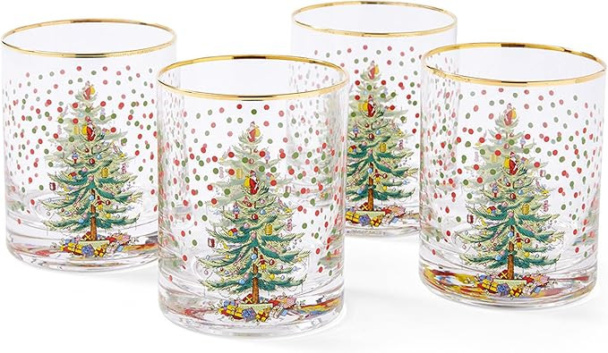 Spode Christmas Tree 14 Fl. Oz. Double Old Fashion Glass (Set of 4), Polka Dot - Whiskey & Bourbo... | Amazon (US)