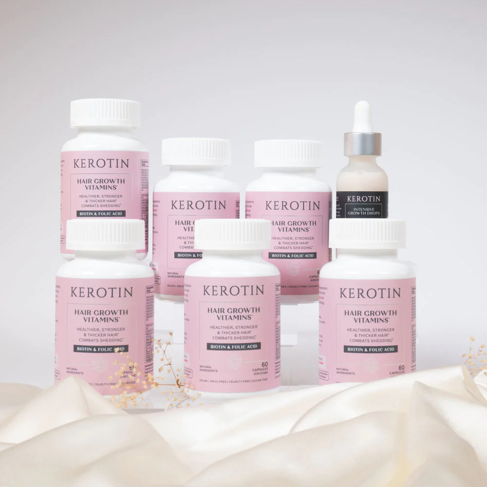 Hair Growth Vitamins - 6 Month + Free Gift | Kerotin