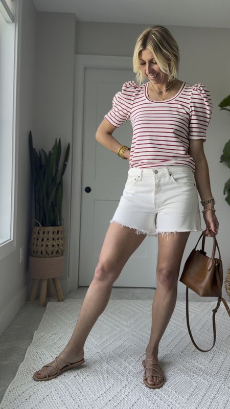 My favorite denim shorts! I am wearing a size 28- I go up one size in white shorts for the most flattering, relaxed fit 

#LTKOver40 #LTKVideo #LTKFindsUnder100