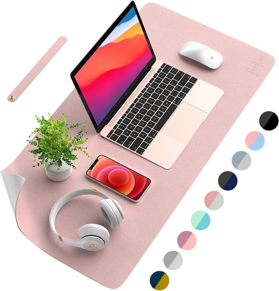 AFRITEE Desk Pad Protector Mat - Dual Side PU Leather Large Mouse Pad, Writing Waterproof Cover O... | Amazon (US)