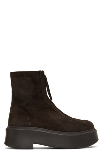 Brown Suede Zipped 1 Boots | SSENSE