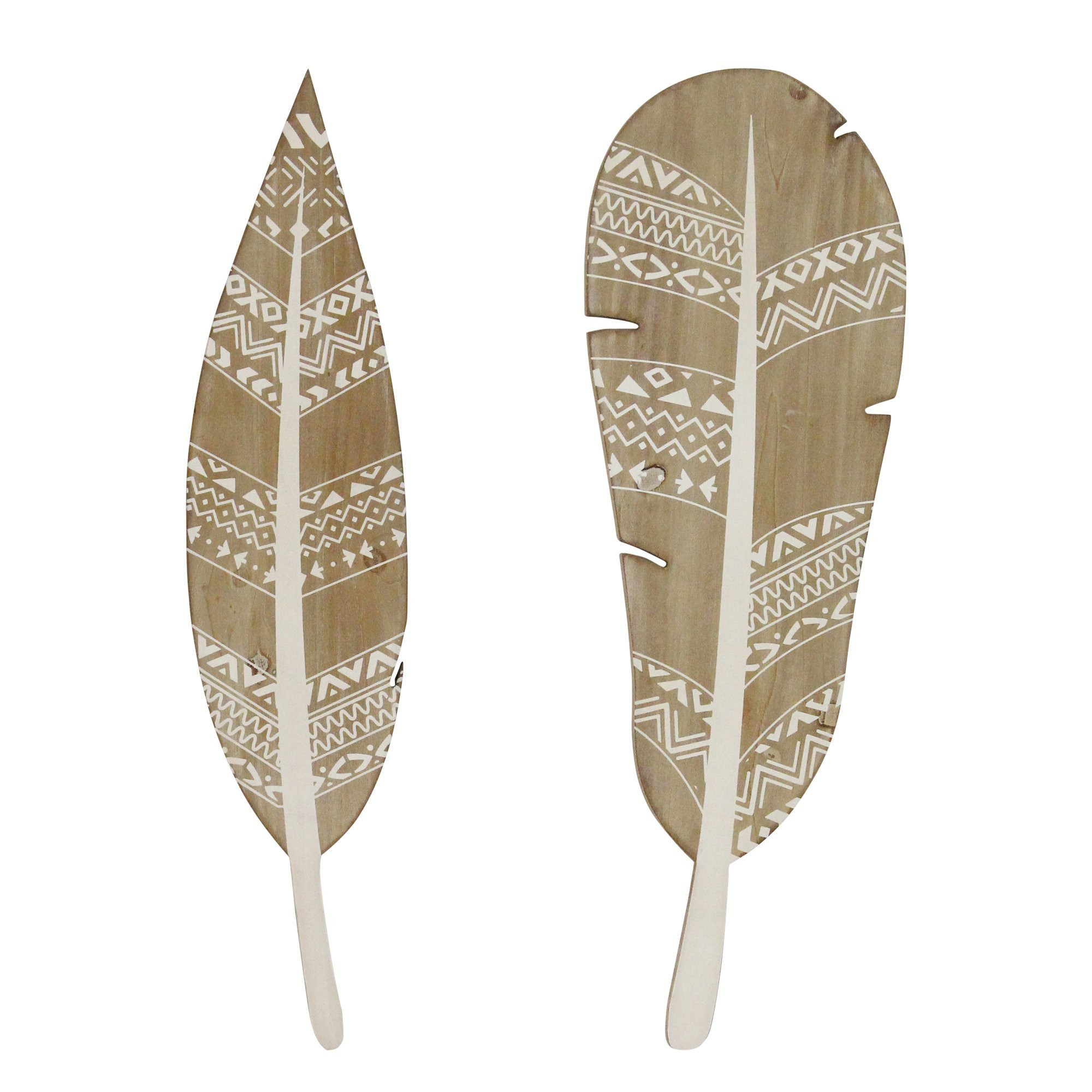 Stratton Home Decor Set of 2 Boho Wood Feathers Wall Décor | Walmart (US)